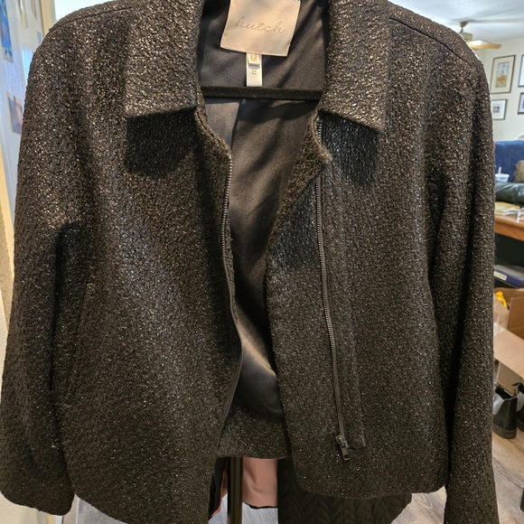 Hutch Midnight Black Foil Textured Blazer - Picture 2 of 7